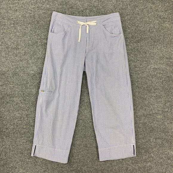Fresh Produce Pants Women XS Extra Small Hyacinth Seersucker Pin Stripe Drawcord - Picture 2 of 11